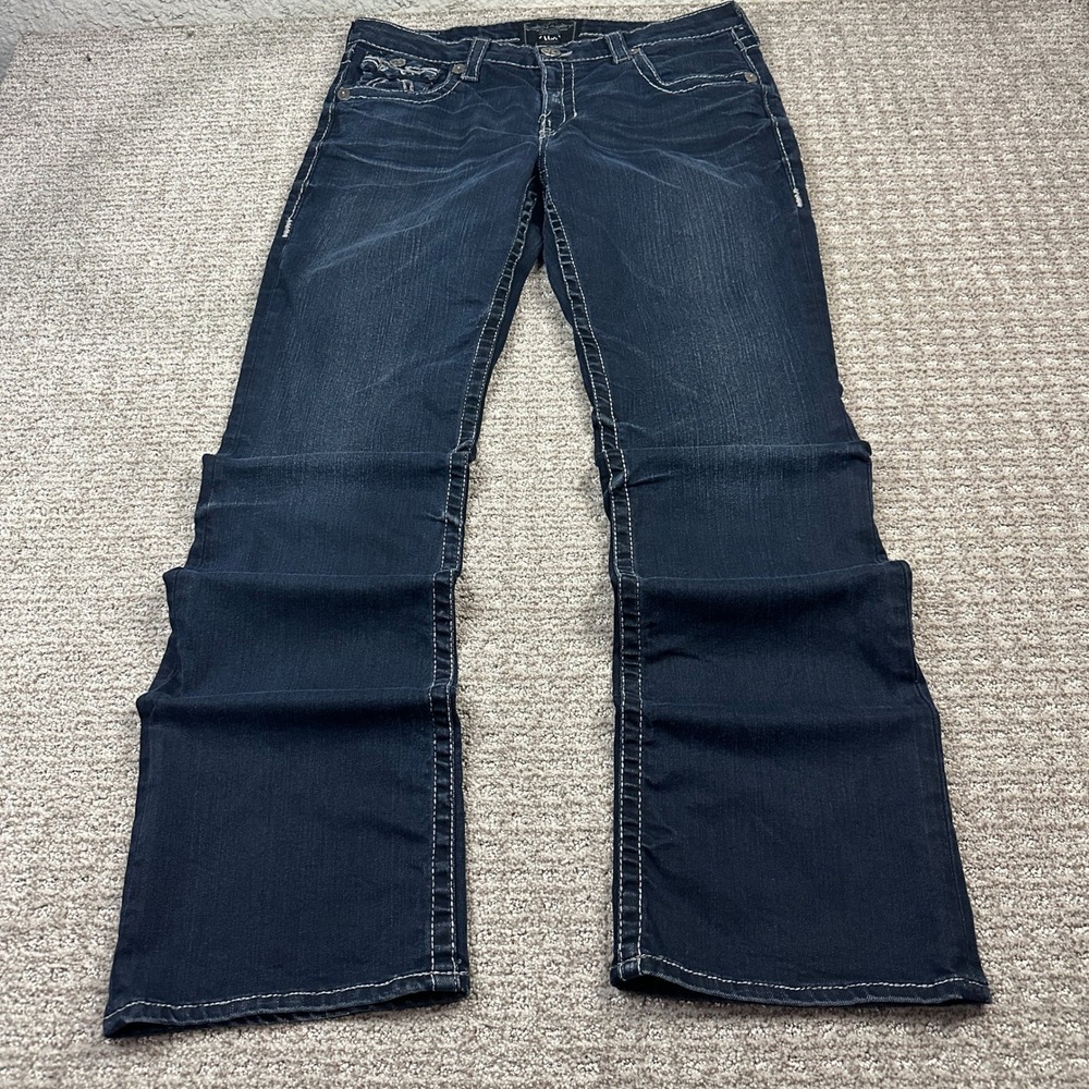 Y2K Big Star Miki Bootcut Jeans Womens 30R Dark Wash Embroidered Flap Pocket